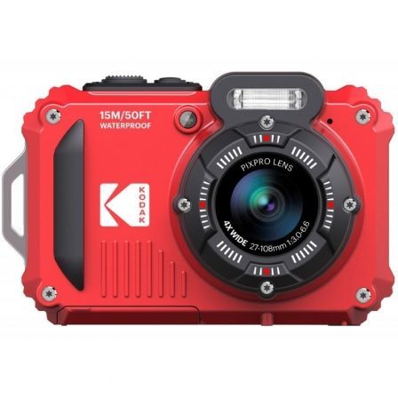Kodak WPZ2RD6 Cámara Digital Compacta 16MP Zoom Óptico 4x Rojo con 2 Baterías y Tarjeta MicroSD 16GB